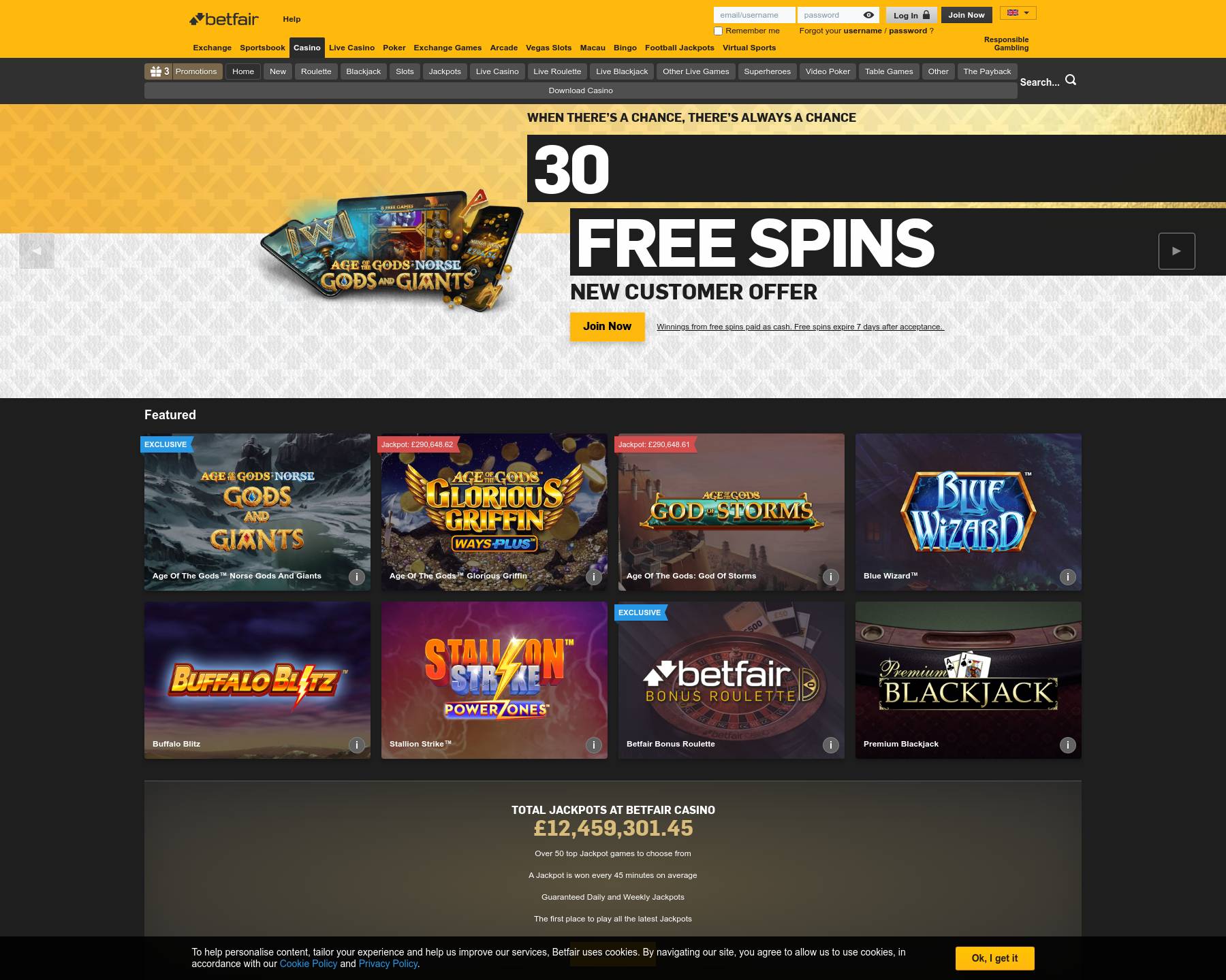 Betfair 25 free spins no deposit