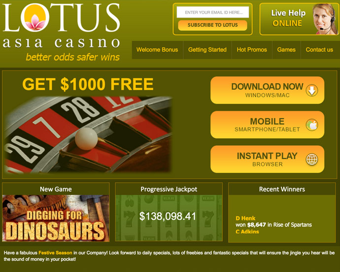 lotus asia casino free money codes