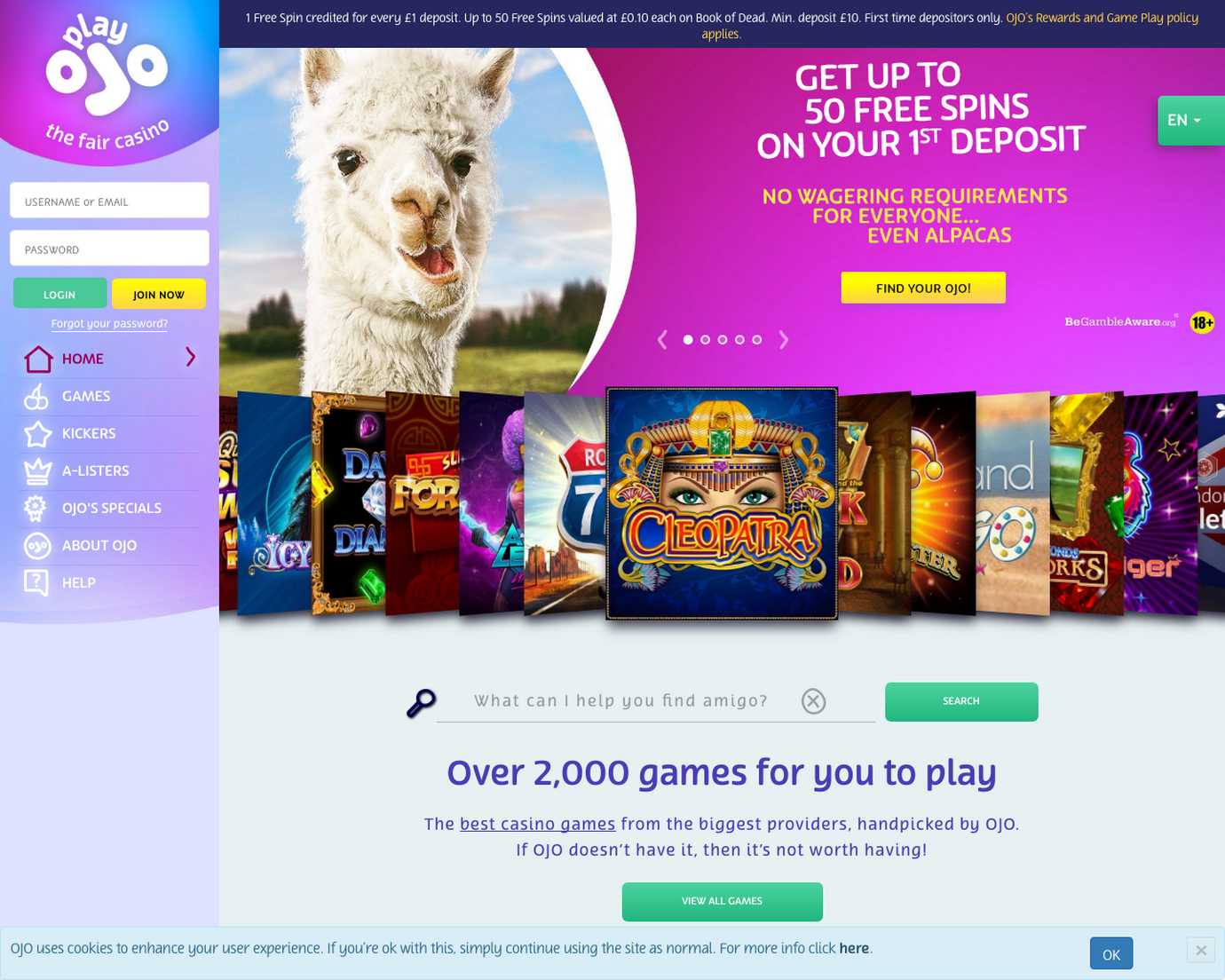 ojo casino free spins no deposit