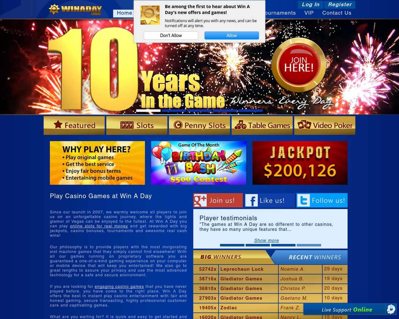 Win a Day Casino